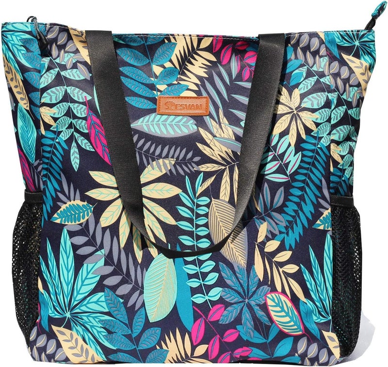 ESVAN Original Floral Water Resistant Large Tote Bag Shoulder Bag for Gym Beach Travel Daily Bags Upgraded - Image 1
